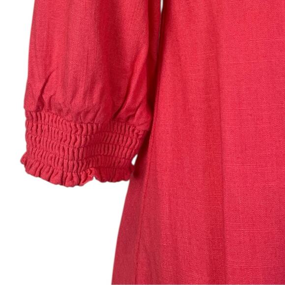 J.Jill Dress A-line Size XS V-Neck Button Front Linen Blend Coral Pink Women’s - Picture 9 of 11